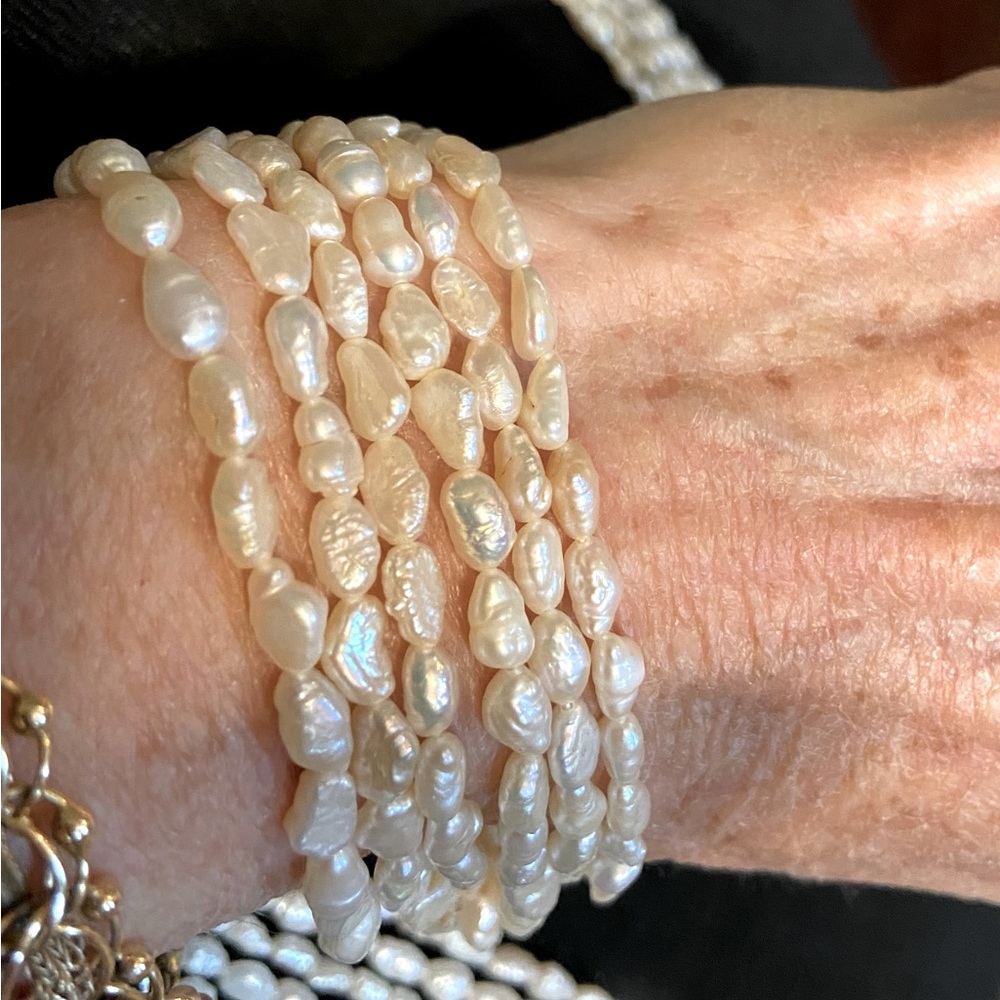 Ivory White Rice Pearls! 6 Long Strands, Genuine 5 25”, 1 36” Perfect Condition! - Picture 9 of 11